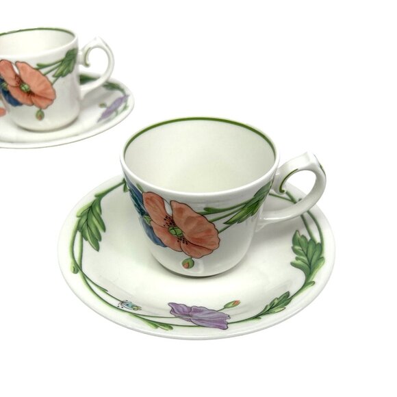 Villeroy & Boch Amapola Espresso Tea Cup & Saucer Set Of 2 Floral Poppy - Picture 6 of 15
